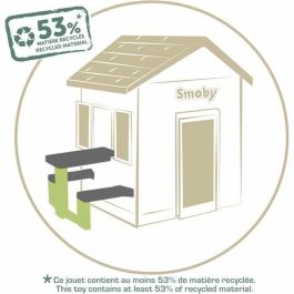 Smoby SMO810927WEB Mesa de picnic Life adaptable para casas Smoby con 2 bancos