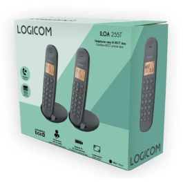 Logicom Teléfono Fijo Inalámbrico DECT ILOA 255T DUO Negro con Contestador Automático