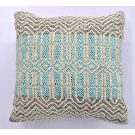 DKD Home Decor Sillon Boho Onari Algodón Hierro Azul Blanco Verde Menta, detalle Mariposa, Altura Asiento 40 cm, 65x74x90 cm, Desmontable