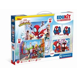 Clementoni - Edukit - Box set Spidey 4 en 1 - Un puzzle de 30 y 48 piezas, una nota y seis cubos - A partir de 4 años