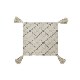 DKD Home Decor Funda Cojín 60x60 cm Beige Algodón/Poliéster con Flecos (4 Unidades)