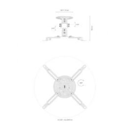Aisens Soporte Universal Giratorio Inclinable De Techo Para Proyector Blanco