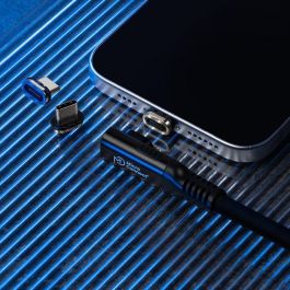 MicroConnect Cable magnético USB4 de silicona líquida premium en ángulo, 20Gbps, 240W, 4K, 2m, Negro
