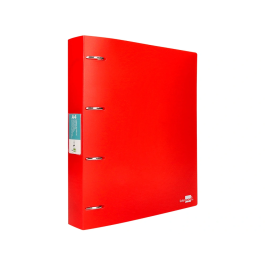 Liderpapel Carpeta 4 Anillas 40 Mm Polipropileno Din A4 Rojo Translucido