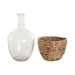 DKD Home Decor Jarrón Básico Natural 19 x 30.5 x 19 cm (4 Unidades) Cristal y Fibra