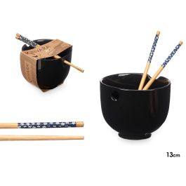 Kinvara Bowl Porcelana Asiatico Negro con Palillos Bambu 24x10.7x13.3 cm (Set de 12) Precio: 73.50000042. SKU: B1J4RNV2QB