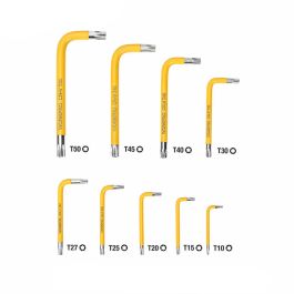 Workpro Juego de 9 Llaves Torx de Seguridad T10-T50 Acero Cromo-Vanadio Amarillas
