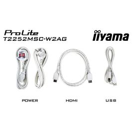 iiyama ProLite T2252MSC-W2AG Monitor Táctil de 54,6 cm (21,5") Full HD IPS 5 ms HDMI DisplayPort USB Altavoces Blanco
