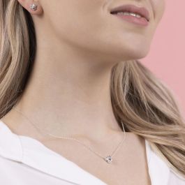 Disney Set Colgante Minnie Mouse y Pendientes a Juego Bañados en Plata con Cristales Transparentes