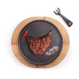 Ibili Plato Hierro Fundido Ø26 cm con Base Madera Haya 34x30x2.5 cm Apto Inducción