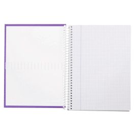 Cuaderno Espiral Liderpapel A4 Crafty Tapa Forrada 80H 90 gr Cuadro 4 mm Con Margen Color Violeta 5 unidades