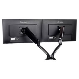 Iiyama Soporte Doble de Monitor con Gasfeder, Para 2 Pantallas de 10"-27" y 5 kg, Montaje Pinza/Atornillado VESA 100x100/75x75 mm, Negro