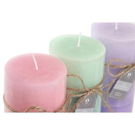 DKD Home Decor Vela Basicos de Cera Colores Surtidos (Lila, Verde, Rosa) 450gr 80h 6.5x15x6.5cm (12 Unidades)