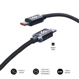 Subblim Cable USB-C a USB-C Optimus 60W, Carga Rápida PD, Nylon Trenzado, 480Mbps, 1m, Negro