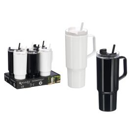Kinvara Vaso de Plástico con Pajita y Asa, 1.2L, Blanco y Negro Surtido – 14x30x10 cm (Set de 12) Precio: 52.78999979. SKU: B18EDLLSPB