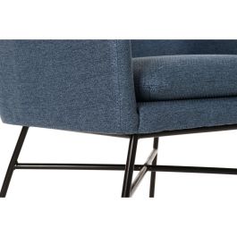 DKD Home Decor Sillon Scandi Azul Negro Poliéster Metal Desmontable. Medidas: 62x66x75 cm, Altura Asiento 47 cm.