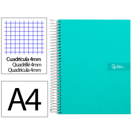 Liderpapel Cuaderno espiral A4 Crafty tapa forrada 80 hojas 90gr cuadro 4mm margen color turquesa Precio: 17.5000001. SKU: B1BN54HZDW