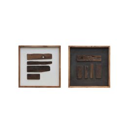 DKD Home Decor Cuadro Moderno Blanco y Negro 52x52 cm (2 Unidades) Decoración Pared Madera Reciclada Precio: 118.49999964. SKU: B1HZZZ6GLE