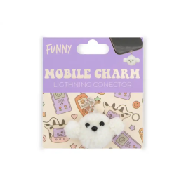 Wondee Charm Funny Protege y Decora, Accesorio para Móvil con Colgante, Protector de Puerto Type-C o Lightning contra Polvo, para Smartphone - Referencia: Lightning dog