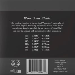Augustine Pack 3 Juegos Cuerdas Clásica Nylon Tensión Baja para Guitarra