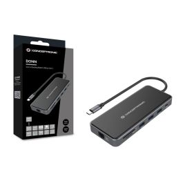Conceptronic DONN15G Estación de Acoplamiento USB-C 12 en 1 Triple Pantalla 4K HDMI VGA USB PD 100W GbE para Laptop y Smartphone