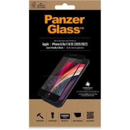 PanzerGlass E2E CF. Black Protector de Pantalla para iPhone 6/7/8/SE 2020/2022 Transparente, Antibacteriano, Anti-arañazos y Anti-golpes
