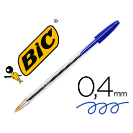 Bic Bolígrafo Cristal Original Tinta Azul Bolsa de 5 Unidades - Cuerpo Transparente, Punta 1mm, Trazo 0.4mm