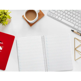 Liderpapel Cuaderno Espiral A5 Pautaguía Tapa Blanda 40 Hojas 75gr Cuadro Pautado 4mm Rojo