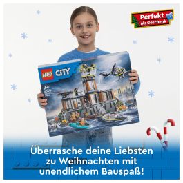 LEGO 60419 City Prisión de Policía de Aguas Profundas Juguete con Helicóptero Barco 7 Minifiguras Figura de Perro