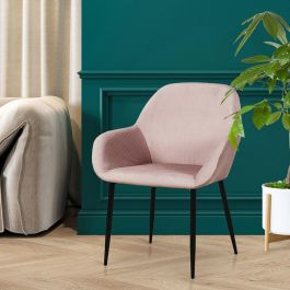 Home Deco Factory Butaca Rosa Giulia - Estilo Escandinavo, Tapizado de Terciopelo, Patas de Metal