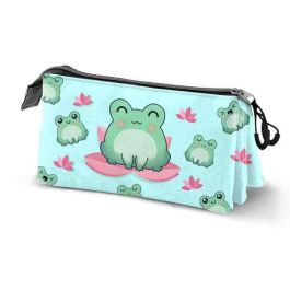 Oh My Pop! Froggy Estuche Portatodo Triple 23 x8 x11 cm, 3 compartimentos, Cierre cremallera