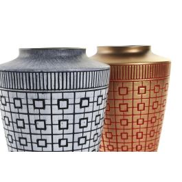 DKD Home Decor Jarron Oriental Azul Rojo 17 x 20 x 17 cm (2 Unidades) Resina