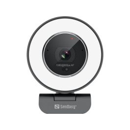 Sandberg Streamer USB Webcam Pro Elite 2K 1440p 30FPS / 1080p 60FPS para Streaming Gaming con Micro Estéreo, Autofocus y Luz Anular