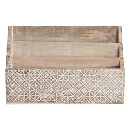 DKD Home Decor Organizador Indio para Oficina en Casa, Colección Hoja Fina, de Madera de Mango Natural Blanco, para Cartas 13x32x21 cm DKD Home Decor Organizador Indio para Oficina en Casa, Colección Hoja Fina, de Madera de Mango Natural Blanco, para Cartas 13x32x21 cm