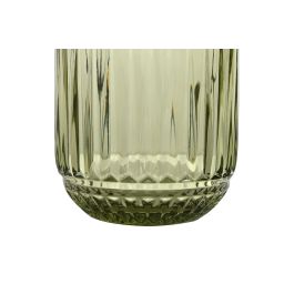 DKD Home Decor Set de 6 Vasos Verde Rayado Colección Stripes Garbo Cristal 7.5x7.5x9.5 cm