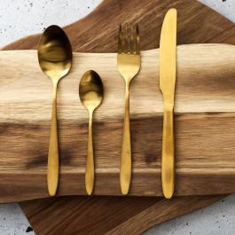 Home Deco Factory Lounge Cubertería 16 Piezas Acero Inoxidable Color Dorado