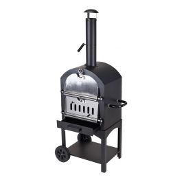Vaggan Barbacoa de carbón con horno de piedra, hierro negro, 44.5x65x158cm, parrillas cromadas y placa para pizza Precio: 305.69000044. SKU: S7902954