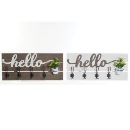 DKD Home Decor Perchero de Pared Urban Madera Metal Blanco Marrón 65x29x10 cm - Set 4 Unidades
