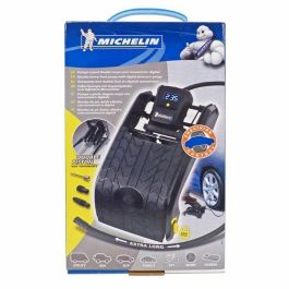 Michelin Bomba de pie doble pistón con manómetro digital, precisión 7 bares, manguera nylon 60cm y punta de latón.