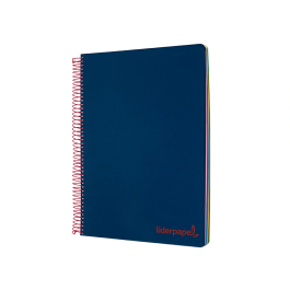 Liderpapel Cuaderno Espiral A4 Micro Wonder Tapa Plástico 120 Hojas 90gr Cuadro 5mm Banda 4 Taladros Color Azul Marino