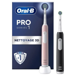 Oral-B Cepillos de Dientes Eléctricos Pack 2 Rosa y Negro con 2 Cabezales - ORA8001090915191