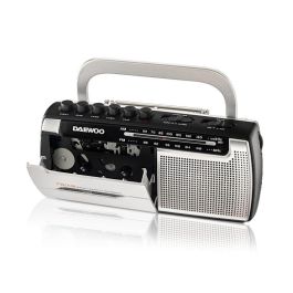 Daewoo Radio Cassette AM/FM con Micrófono, Salida Auriculares y Fuente de Alimentación AC/DC y Pilas