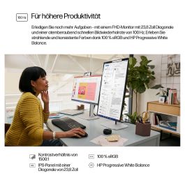 HP Monitor 524pf 23.8" 60.5cm FHD IPS 100Hz HDMI DisplayPort USB VESA Negro/Plata