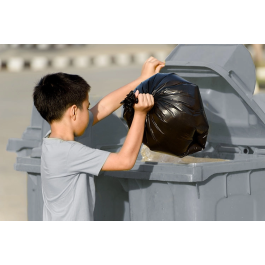 Q-connect Papelera Contenedor Plástico Gris 100 L con Tapa y Ruedas 750x470x370 mm