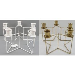 DKD Home Decor Portavela Navidad Moderna Metal Blanco Dorado, Diseño Estrella - Set de 4 Unidades de 20x20x12 cm Precio: 26.6442. SKU: B1K8AG8DPX