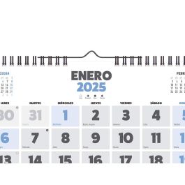 Calendario Espiral Pared Liderpapel Clasico 2025 Numeros Grandes 44x32 cm Papel 128 gr