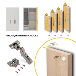 Emuca Lote de 20 bisagras codo X91 con cierre suave y suplementos para atornillar, Altura 0, Acero, Titanio