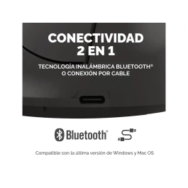 Fellowes Ratón Ergonómico Vertical Inalámbrico Bluetooth con Cable, Óptico 1600 DPI, Diestro, Negro, Hecho de Plástico Reciclado - Certificado FIRA