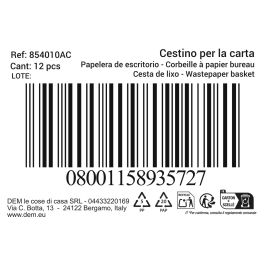 Inde Papelera De Escritorio Fun Colores 27.1 cm Ancho x 25.5 cm Alto x 27.1 cm Largo (12 Unidades)