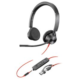 Poly Auriculares Blackwire 3325 Estéreo con Cableado USB-C y Conector de 3.5mm, Certificado para Equipos Microsoft y UC, Color Negro